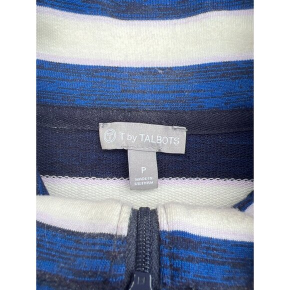 Talbot 1/4 Zip Pullover Blue Petite Stripes T by Talbots Soft Small - Picture 4 of 4